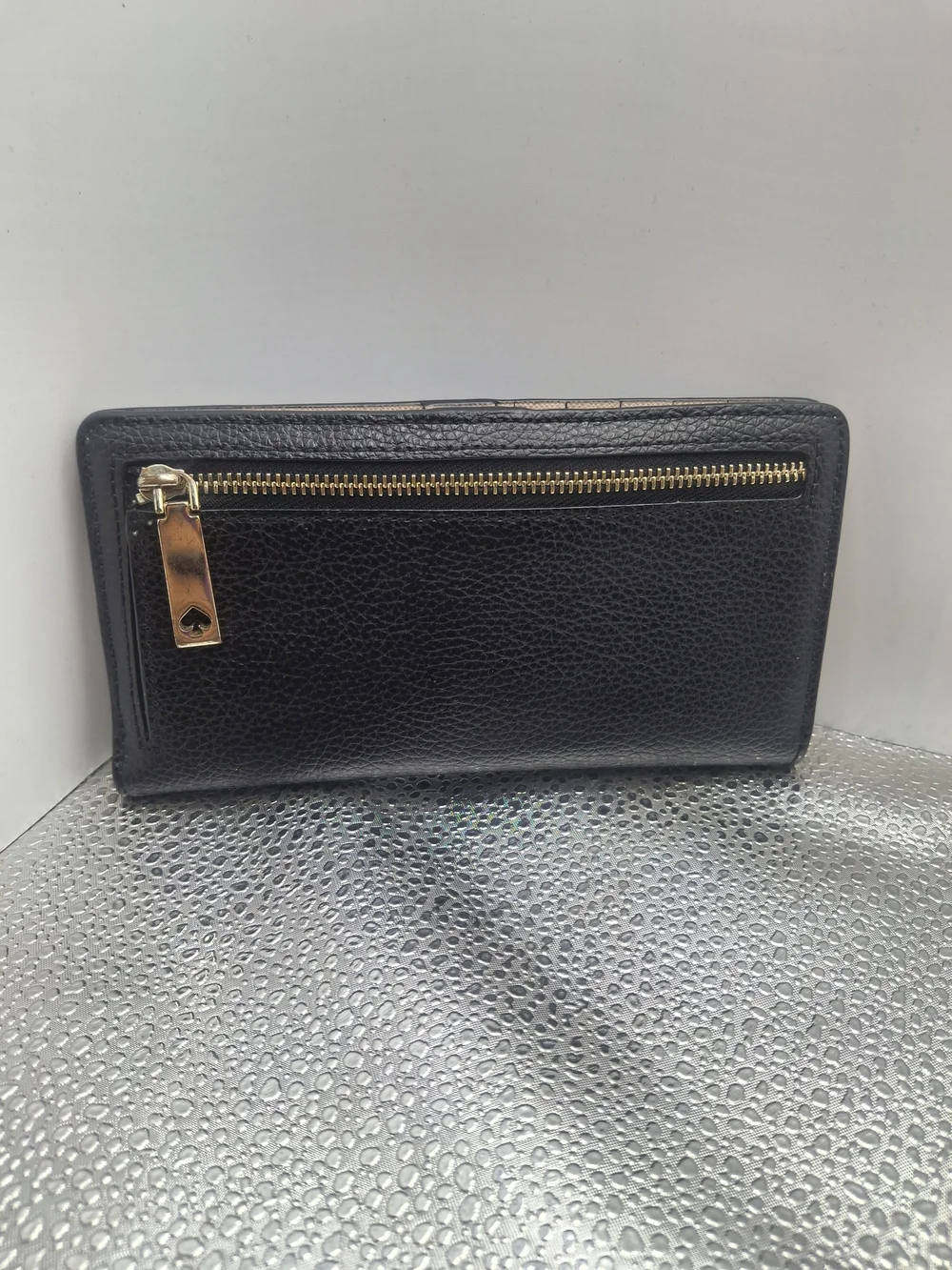 kate spade black pebbled leather continental wallet